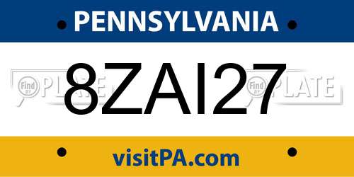 8ZAI27 Pennsylvania License Plate