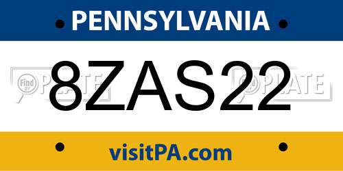 8ZAS22 Pennsylvania License Plate