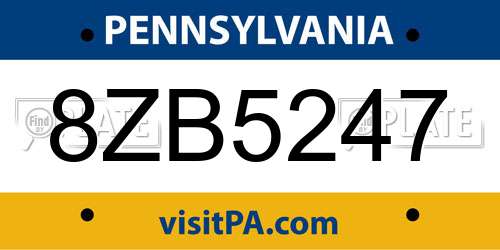 8ZB5247 Pennsylvania License Plate
