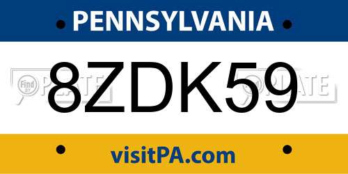 8ZDK59 Pennsylvania License Plate