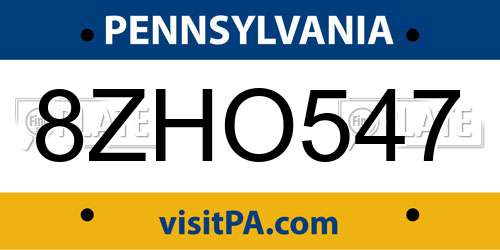 8ZHO547 Pennsylvania License Plate