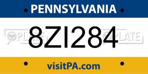 8ZI284 Pennsylvania License Plate
