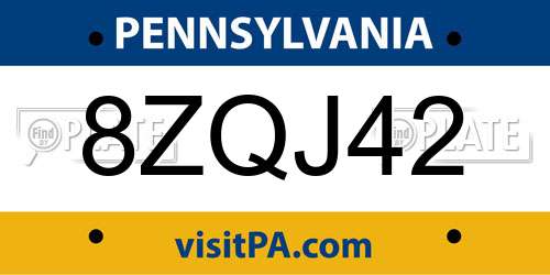 8ZQJ42 Pennsylvania License Plate