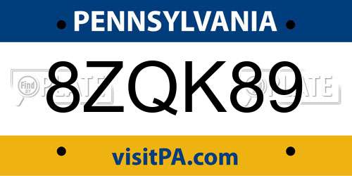 8ZQK89 Pennsylvania License Plate
