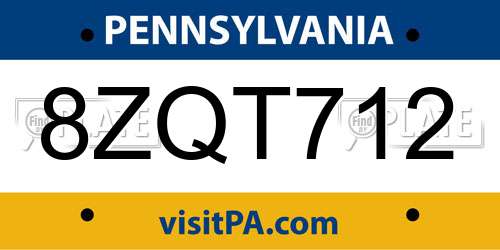 8ZQT712 Pennsylvania License Plate