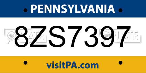 8ZS7397 Pennsylvania License Plate