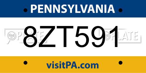 8ZT591 Pennsylvania License Plate