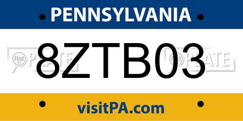 8ZTB03 Pennsylvania License Plate