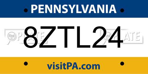 8ZTL24 Pennsylvania License Plate