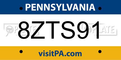 8ZTS91 Pennsylvania License Plate