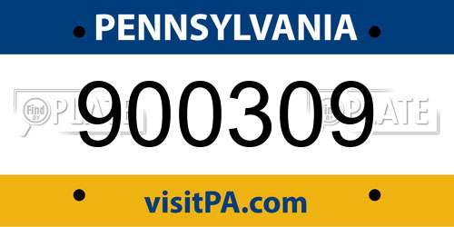 900309 Pennsylvania License Plate