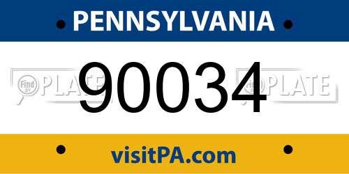 90034 Pennsylvania License Plate