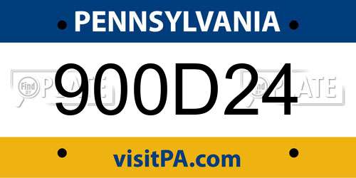 900D24 Pennsylvania License Plate