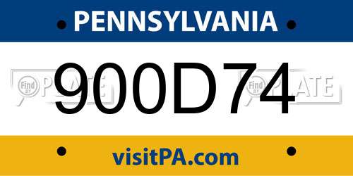 900D74 Pennsylvania License Plate