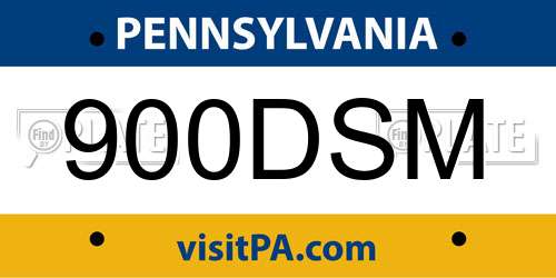 900DSM Pennsylvania License Plate