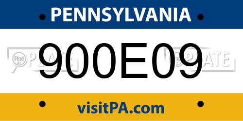 900E09 Pennsylvania License Plate