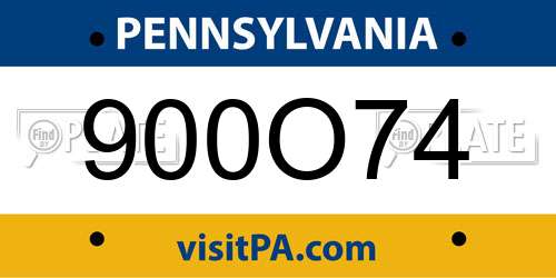 900O74 Pennsylvania License Plate