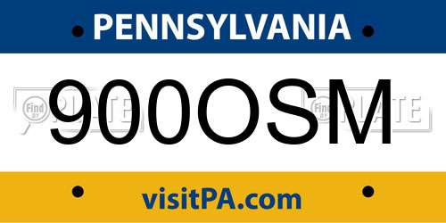 900OSM Pennsylvania License Plate