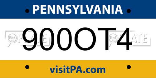900OT4 Pennsylvania License Plate