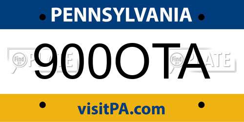 900OTA Pennsylvania License Plate