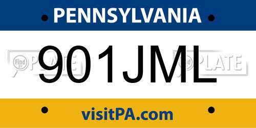 901JML Pennsylvania License Plate