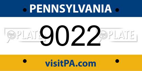9022 Pennsylvania License Plate