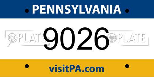 9026 Pennsylvania License Plate