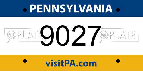 9027 Pennsylvania License Plate