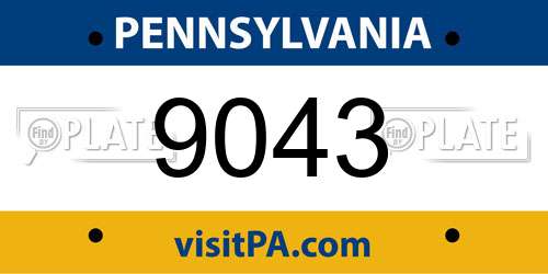 9043 Pennsylvania License Plate
