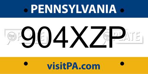 904XZP Pennsylvania License Plate