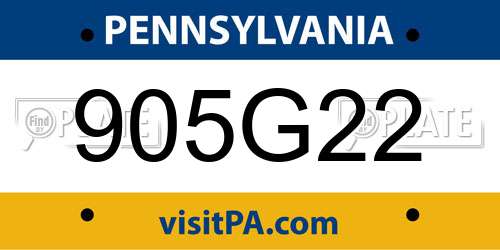 905G22 Pennsylvania License Plate
