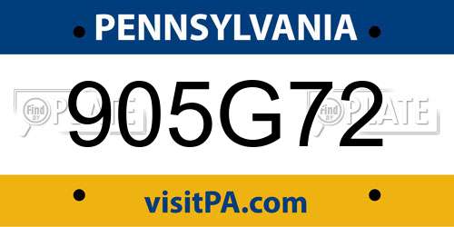 905G72 Pennsylvania License Plate