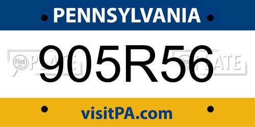 905R56 Pennsylvania License Plate