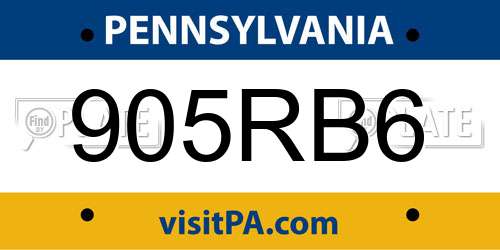 905RB6 Pennsylvania License Plate