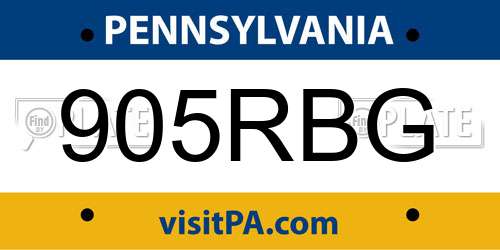 905RBG Pennsylvania License Plate