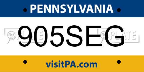 905SEG Pennsylvania License Plate