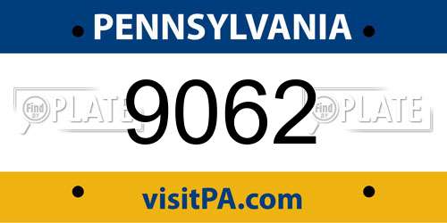 9062 Pennsylvania License Plate