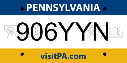 906YYN Pennsylvania License Plate