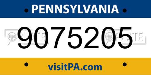 9075205 Pennsylvania License Plate