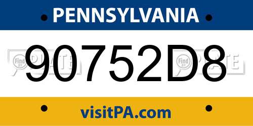 90752D8 Pennsylvania License Plate