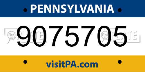 9075705 Pennsylvania License Plate