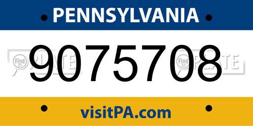 9075708 Pennsylvania License Plate
