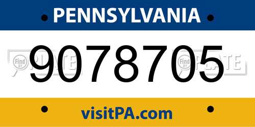 9078705 Pennsylvania License Plate