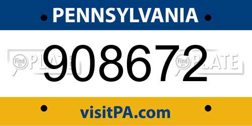 908672 Pennsylvania License Plate