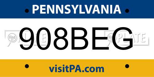 908BEG Pennsylvania License Plate