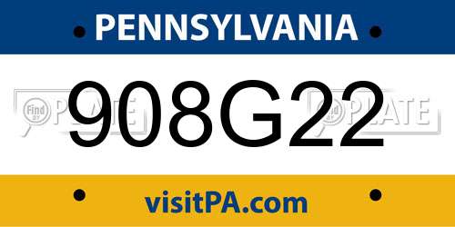 908G22 Pennsylvania License Plate