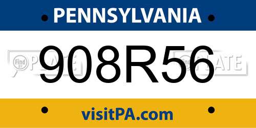 908R56 Pennsylvania License Plate