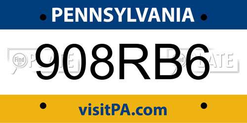 908RB6 Pennsylvania License Plate