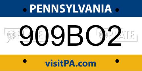 909BO2 Pennsylvania License Plate