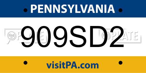 909SD2 Pennsylvania License Plate